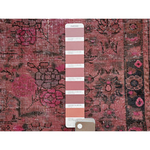 Load image into Gallery viewer, 2&#39;6&quot;x9&#39;3&quot; Rose Pink, Overdyed Vintage Persian Tabriz, Sheared Low, Zero Pile, Distressed and Worn, Sides and Ends Professionally Secured, Hand Knotted, Pure Wool, Fragment Runner, Oriental Rug Sh989 FWR5934