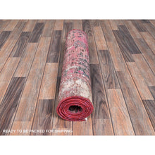 Load image into Gallery viewer, 2&#39;6&quot;x9&#39;3&quot; Rose Pink, Overdyed Vintage Persian Tabriz, Sheared Low, Zero Pile, Distressed and Worn, Sides and Ends Professionally Secured, Hand Knotted, Pure Wool, Fragment Runner, Oriental Rug Sh989 FWR5934