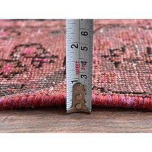 Load image into Gallery viewer, 2&#39;6&quot;x9&#39;3&quot; Rose Pink, Overdyed Vintage Persian Tabriz, Sheared Low, Zero Pile, Distressed And Worn, Sides And Ends Professionally Secured, Hand Knotted, Pure Wool, Fragment Runner, Oriental Rug FWR5934