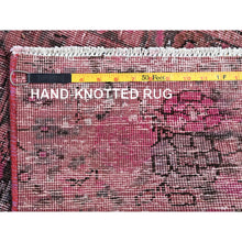 Load image into Gallery viewer, 2&#39;6&quot;x9&#39;3&quot; Rose Pink, Overdyed Vintage Persian Tabriz, Sheared Low, Zero Pile, Distressed And Worn, Sides And Ends Professionally Secured, Hand Knotted, Pure Wool, Fragment Runner, Oriental Rug FWR5934