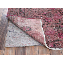 Load image into Gallery viewer, 2&#39;7&quot;x8&#39;10&quot; Rouge Pink, Overdyed Vintage Persian Tabriz, Shaved Down, Zero Pile, Distressed and Worn, Sides and Ends Professionally Secured, Hand Knotted, Pure Wool, Fragment Runner, Oriental Rug Sh990 FWR5940