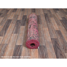 Load image into Gallery viewer, 2&#39;7&quot;x8&#39;10&quot; Rouge Pink, Overdyed Vintage Persian Tabriz, Shaved Down, Zero Pile, Distressed and Worn, Sides and Ends Professionally Secured, Hand Knotted, Pure Wool, Fragment Runner, Oriental Rug Sh990 FWR5940