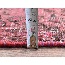 Load image into Gallery viewer, 2&#39;7&quot;x8&#39;10&quot; Rouge Pink, Overdyed Vintage Persian Tabriz, Shaved Down, Zero Pile, Distressed and Worn, Sides and Ends Professionally Secured, Hand Knotted, Pure Wool, Fragment Runner, Oriental Rug Sh990 FWR5940