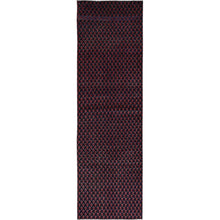 Load image into Gallery viewer, 2&#39;4&quot;x8&#39;4&quot; Spruce Blue with Wine Red, Vintage Persian Tabriz with Small and Intricate All Over Paisley Design, Shaved Down, Zero Pile, Sides and Ends Professionally Secured, Clean, Hand Knotted, Pure Wool, Narrow Runner, Oriental Rug Sh991 FWR5946