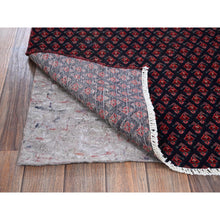 Load image into Gallery viewer, 2&#39;4&quot;x8&#39;4&quot; Spruce Blue with Wine Red, Vintage Persian Tabriz with Small and Intricate All Over Paisley Design, Shaved Down, Zero Pile, Sides and Ends Professionally Secured, Clean, Hand Knotted, Pure Wool, Narrow Runner, Oriental Rug Sh991 FWR5946