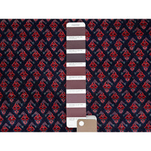 Load image into Gallery viewer, 2&#39;9&quot;x8&#39;4&quot; Midnight Blue with Wine Red, Vintage Persian Tabriz with Small and Intricate All Over Paisley Design, Cropped Thin, Zero Pile, Sides and Ends Professionally Secured, Clean, Hand Knotted, Pure Wool, Runner, Oriental Rug Sh992 FWR5952