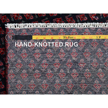 Load image into Gallery viewer, 2&#39;9&quot;x8&#39;4&quot; Midnight Blue with Wine Red, Vintage Persian Tabriz with Small and Intricate All Over Paisley Design, Cropped Thin, Zero Pile, Sides and Ends Professionally Secured, Clean, Hand Knotted, Pure Wool, Runner, Oriental Rug Sh992 FWR5952