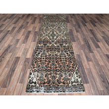 Load image into Gallery viewer, 2&#39;7&quot;x9&#39;1&quot; Beige, Vintage Persian Hussainabad With All Over Design, Hand Knotted, 100% Wool, Sheared Low, Zero Pile, Sides And Ends Professionally Secured, Clean, Fragment, Runner, Oriental Rug FWR5964