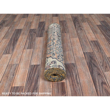 Load image into Gallery viewer, 2&#39;7&quot;x9&#39;1&quot; Beige, Vintage Persian Hussainabad With All Over Design, Hand Knotted, 100% Wool, Sheared Low, Zero Pile, Sides And Ends Professionally Secured, Clean, Fragment, Runner, Oriental Rug FWR5964