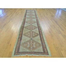 Load image into Gallery viewer, 3&#39;1&quot;x14&#39;3&quot; Green Camel Hair XL Runner Antique Persian Serab Mint Condition Pure Wool Rug FWR158544