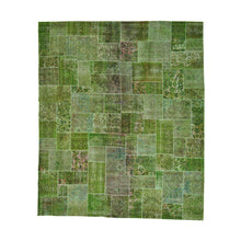 Load image into Gallery viewer, 13&#39;2&quot;x15&#39;8&quot; Overdyed Patchwork Worn Down Tabriz Pure Wool Handmade Oversize Rug FWR170778