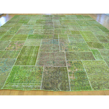 Load image into Gallery viewer, 13&#39;2&quot;x15&#39;8&quot; Overdyed Patchwork Worn Down Tabriz Pure Wool Handmade Oversize Rug FWR170778