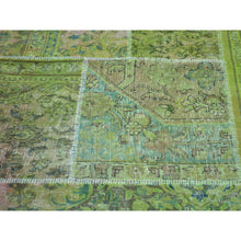 Load image into Gallery viewer, 13&#39;2&quot;x15&#39;8&quot; Overdyed Patchwork Worn Down Tabriz Pure Wool Handmade Oversize Rug FWR170778