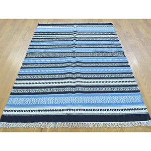 3'10"x6'1" Striped Flat Weave Durie Kilim Hand Woven Oriental Rug FWR180156