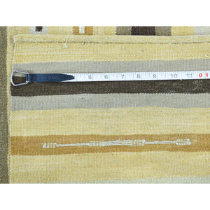 3'1"x5'2" Flat Weave Hand-Woven Reversible Striped Qashqai Kilim Rug FWR191148