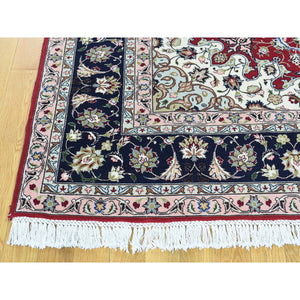 6'6"x10' Hand-Knotted Persian Tabriz Wool And Silk 400 KPSI Oriental Rug FWR191742