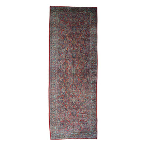 9'x25'7" Red Hand-Knotted Antique Persian Sarouk Gallery Size Exc Cond Rug FWR192792