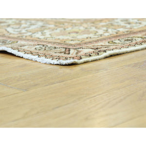 9'8"x12'10" Ivory Antique Persian Tabriz Hand-Knotted Full Pile Oriental Rug FWR192822