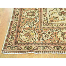 Load image into Gallery viewer, 9&#39;8&quot;x12&#39;10&quot; Ivory Antique Persian Tabriz Hand-Knotted Full Pile Oriental Rug FWR192822