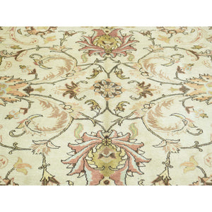 9'8"x12'10" Ivory Antique Persian Tabriz Hand-Knotted Full Pile Oriental Rug FWR192822