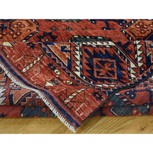 9'10"x13'6" Handmade Pure Wool Ersari Turkoman Elephant Feet Design Rug FWR200670