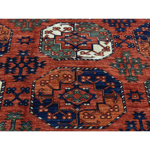9'10"x13'6" Handmade Pure Wool Ersari Turkoman Elephant Feet Design Rug FWR200670