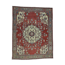 Load image into Gallery viewer, 9&#39;x11&#39;3&quot; Red Hand-Knotted Antique Persian Serapi Open Field Oriental Rug FWR206550