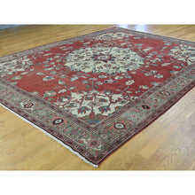 Load image into Gallery viewer, 9&#39;x11&#39;3&quot; Red Hand-Knotted Antique Persian Serapi Open Field Oriental Rug FWR206550