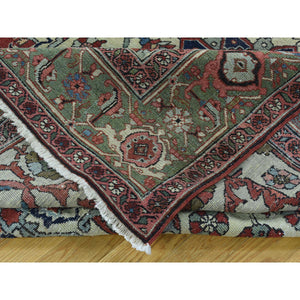 9'x11'3" Red Hand-Knotted Antique Persian Serapi Open Field Oriental Rug FWR206550