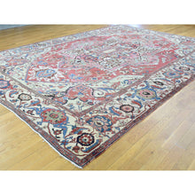 Load image into Gallery viewer, 10&#39;1&quot;x14&#39;1&quot; Pink Hand-Knotted Antique Persian Serapi Good Cond Oriental Rug FWR206568