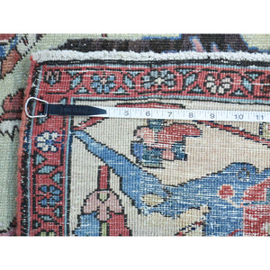 10'1"x14'1" Pink Hand-Knotted Antique Persian Serapi Good Cond Oriental Rug FWR206568