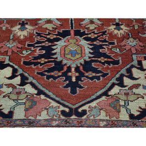 10'x11'7" Red Hand-Knotted Antique Persian Serapi Squarish Good Cond Rug FWR208710