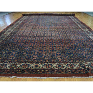 11'10"x23'4" Red Antique Persian Bibikabad Hand-Knotted Gallery Size Rug FWR215700