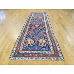 3'5"x12'9" Blue Full Pile Antique Mint Condition Northwest Persian Wide Runner FWR217602