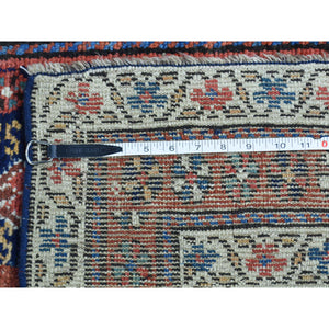 3'5"x12'9" Blue Full Pile Antique Mint Condition Northwest Persian Wide Runner FWR217602