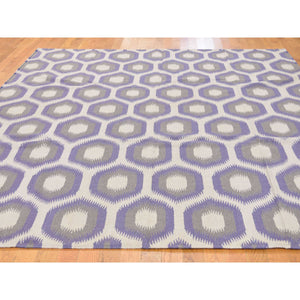 8'10''x12'2'' Purple Flat Weave Durie Kilim Reversible Hand Woven Rug FWR227268