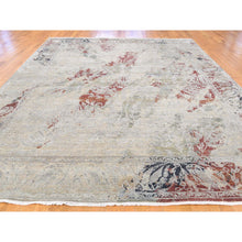 Load image into Gallery viewer, 9&#39;1&quot;x12&#39;2&quot; Silk With Textured Wool Broken Tulip Design Hand-Knotted Oriental Rug FWR237522