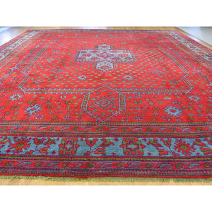 16'8"x19'1" Red Antique Turkish Oushak Full Pile Mint Cond Oversize Rug FWR238590