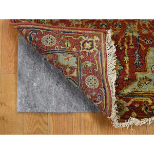 2'7"x17'7" Antiqued Heriz Pure Wool XL Runner Hand-Knotted Oriental Rug FWR242304