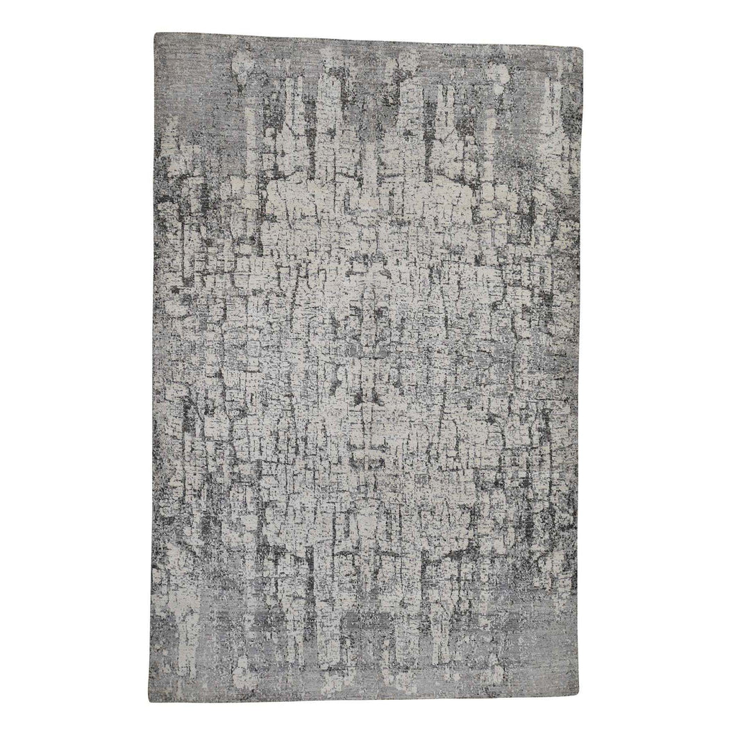 6'x9' Abstract Hand-Knotted Hi-Lo Pile THE TREE BARK Soft Wool Oriental Rug FWR253176
