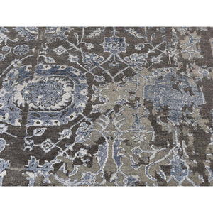 9'2"x11'10" Persian Tabriz Broken Design Wool And Silk Hand-Knotted Oriental Rug FWR254598