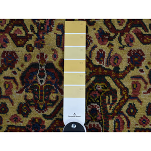 7'2"x20'1" Yellow Antique Persian Gallery Size Runner Bijar Pure Wool Hand-Knotted Oriental Rug FWR258834