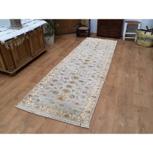 Load image into Gallery viewer, 2&#39;7&quot;x12&#39; Gray Rajasthan Half Wool Half and Silk Hand-Knotted Runner Oriental Rug FWR259020