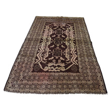 Load image into Gallery viewer, 4&#39;1&quot;x6&#39;9&quot; Pure Wool Afghan Baluch Washed Out Color With Birds Hand-Knotted Oriental Rug FWR263700