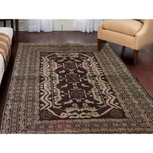 Load image into Gallery viewer, 4&#39;1&quot;x6&#39;9&quot; Pure Wool Afghan Baluch Washed Out Color With Birds Hand-Knotted Oriental Rug FWR263700