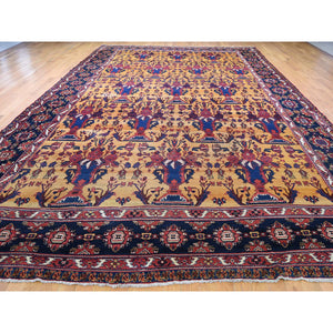 10'4"x17'7" Golden Yellow Antique Persian Gallery Size Bakhtiari Pure Wool Hand-Knotted Oriental Rug FWR269232