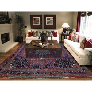 14'6"x19' Red Antique Persian Bijar Pure Wool Exc Condition Oversize Pure Wool Hand-Knotted Oriental Rug FWR269256