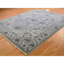 Load image into Gallery viewer, 8&#39;1&quot;x10&#39;1&quot; Silver Heriz Design Wool And Silk Hi-lo Pile Hand-Knotted Oriental Rug FWR269340