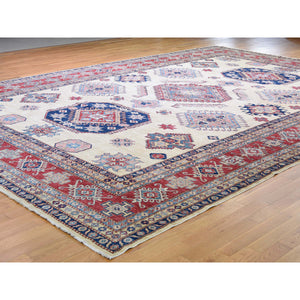 11'8"x16'6" Oversize Ivory Super Kazak Pure Wool Hand Knotted Oriental Rug FWR271890
