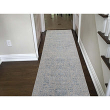 Load image into Gallery viewer, 2&#39;5&quot;x9&#39;10&quot; Jacquard Hand-Loomed Silken Grey Broken Persian Heriz Design Runner Oriental Rug FWR273414